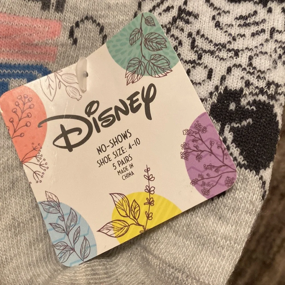 Disney Mickey Mouse Minnie Mouse No Show‎ Socks 5 Pack Spring